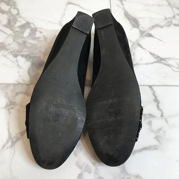 Stuart Weitzman Dotson Black Suede Wedge Heels Narrow Size 8 - Picture 10 of 10